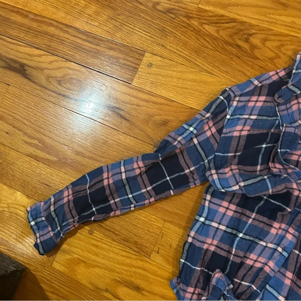 Old Navy girls XL 14 Blue and Pink Plaid Button-Up Shirt cotton soft LIKE NEW - Picture 6 of 7